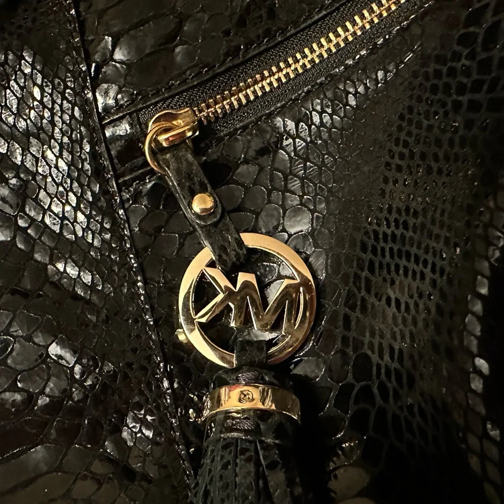 Michael Kors black, reptile print hobo‎ style bag